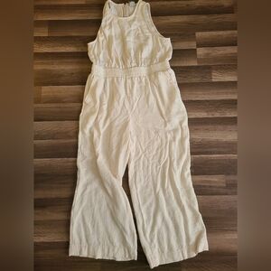 a new day Cream Textured Sleeveless Wide-Leg Jumpsuit